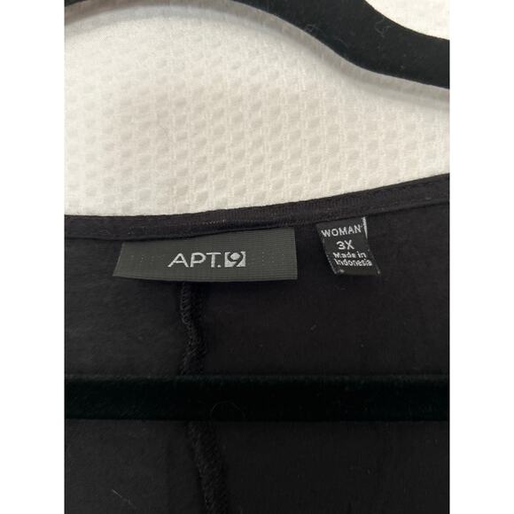 Apt. 9 Women’s Plus Black Eyelet Overlay Blouse – Short Sleeve Scoop Neck Top 3X - Picture 4 of 9